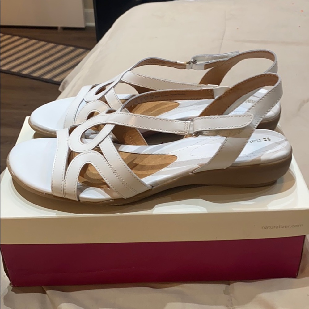 Naturalizer White Leather Slingback Sandals - Picture 3 of 10
